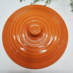 Vintge Bauer Ringware Orange Lid California Pottery 7" Replacement Casserole Lid